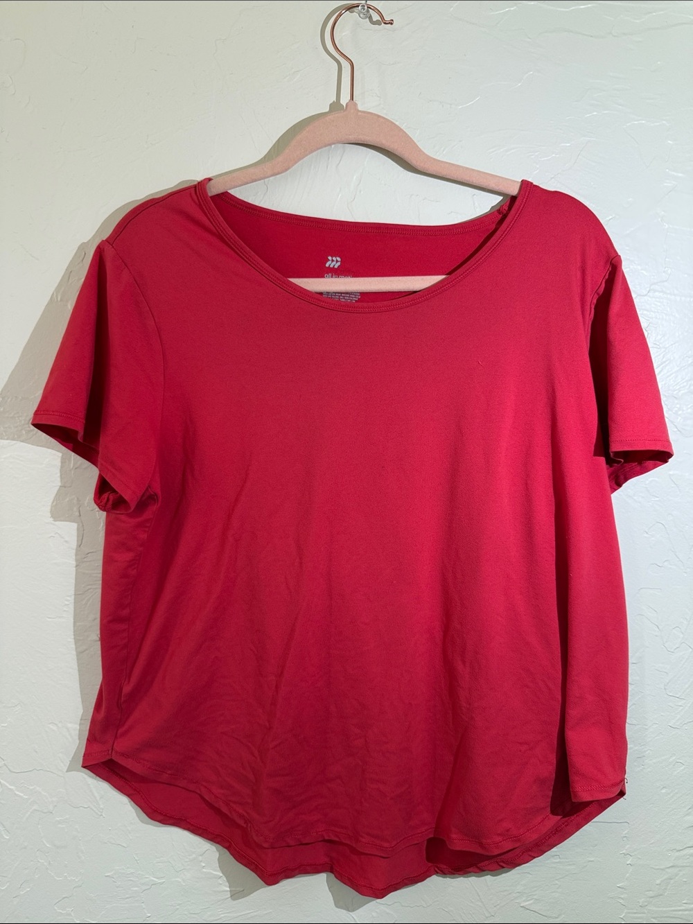 all in motion Red Scoop Neck Short Sleeve Top